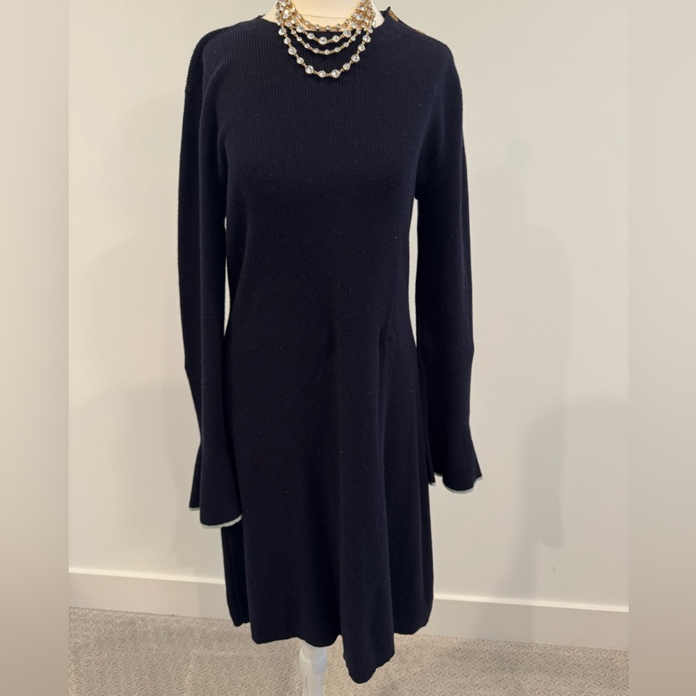 Tory Burch Classic Navy Long Sleeve Dress in Merino Wool